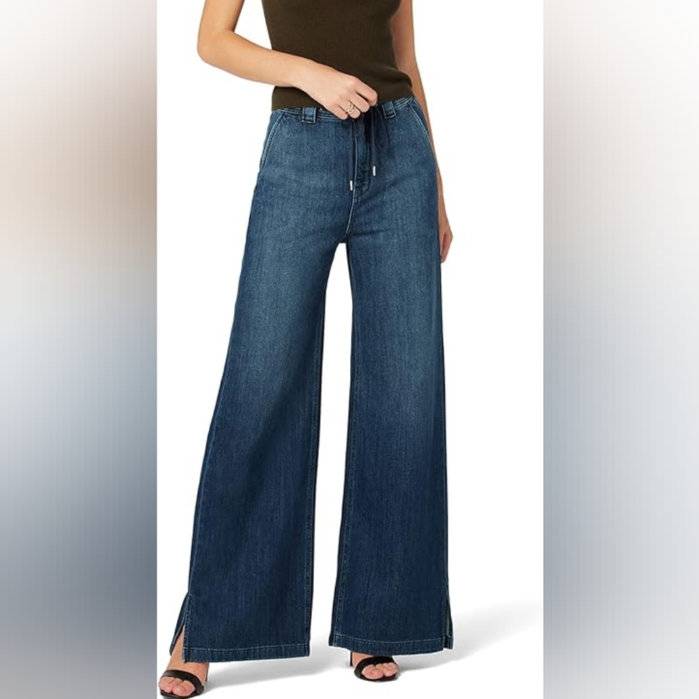 Hudson wide leg drawer string trouser denim pant size 28 (6)